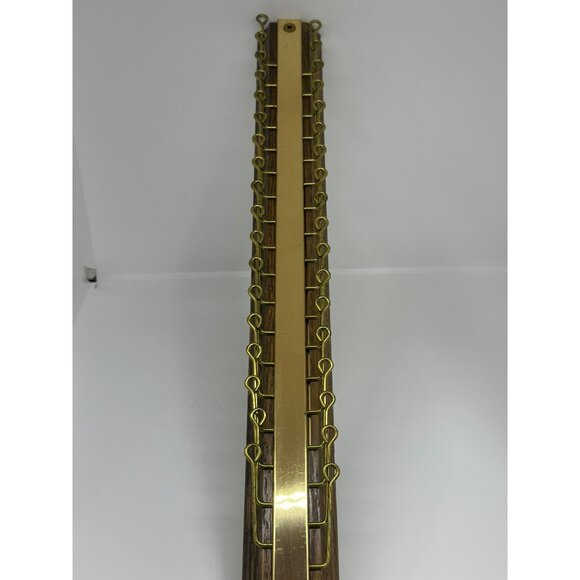 Vintage Mid-Century Walnut & Brass Tie Rack Hanger – 18.5" Organizer - Picture 7 of 7